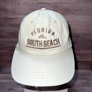 Florida South Beach Embroidered Beige Baseball Cap By DMR  Unisex Casual Style